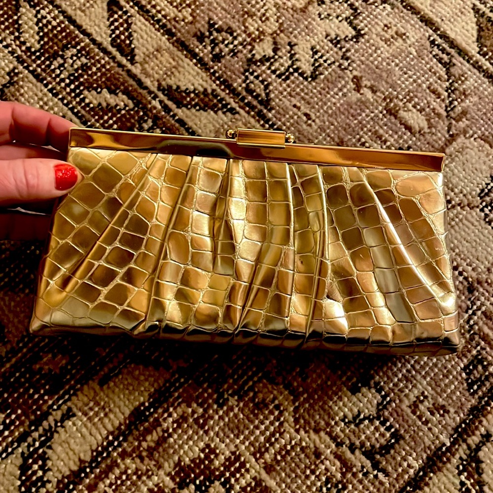 Jessica Mcclintock gold clutch purse NWOT